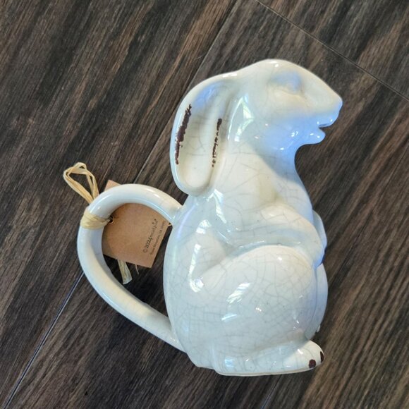 MUDPIE Ceramic Shabby Chic/Cottagecore Bunny Watering Can OR Creamer NWT - Picture 1 of 11